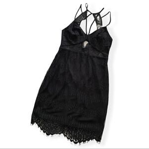 Lush Whimsygoth Evangeline Black Lace Bodycon Mini Dress Women's Medium NWT